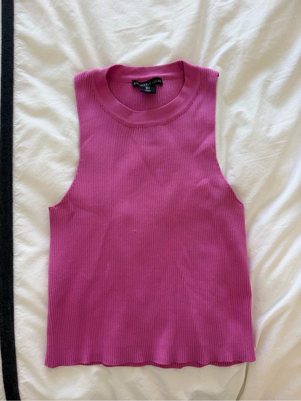 Sincerely Jules Ribbed Sleeveless Tank Top - Bright Pink